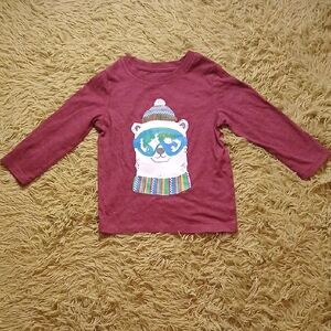 Cat & Jack Maroon Bear Graphic Kids Shirt Size 2T